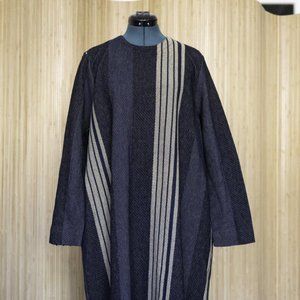 45rpm Button-up Blue Long Sleeve with Collar Dress